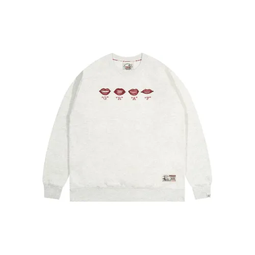 GRAF Sweatshirts Men Ash White Lip-Curl Crew Neck Sweatshirt