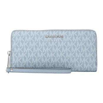 MICHAEL KORS Jet Set Travel Coated Canvas Wallet Large Size Women's Light Blue