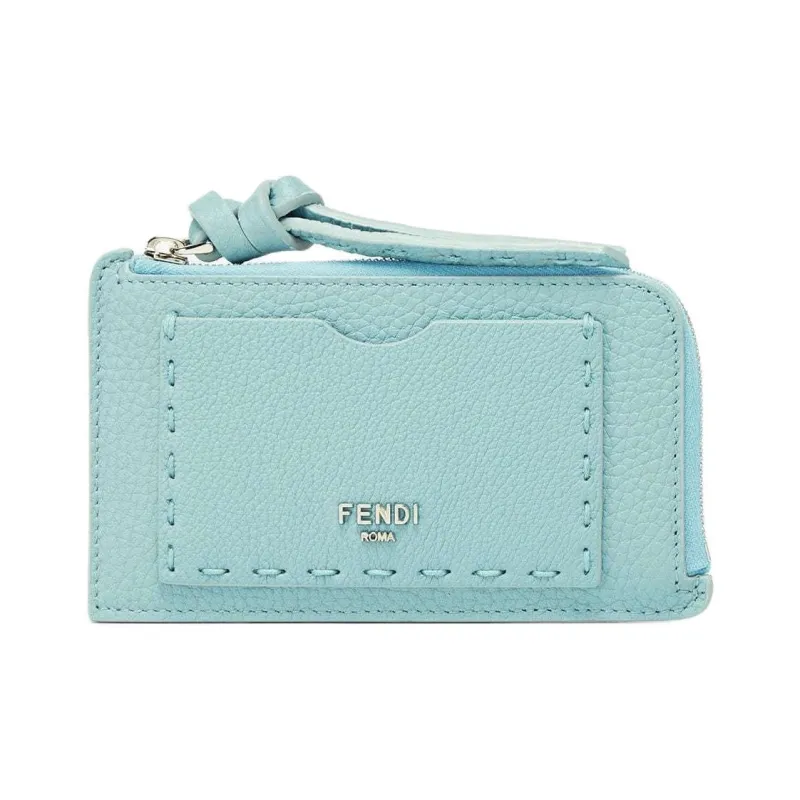 FENDI Peekaboo Calfskin Card Holder Women's Light Blue-0