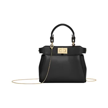 FENDI Peekaboo Lambskin Shoulder Bag, Crossbody Bag, Handbag Mini Women's Black