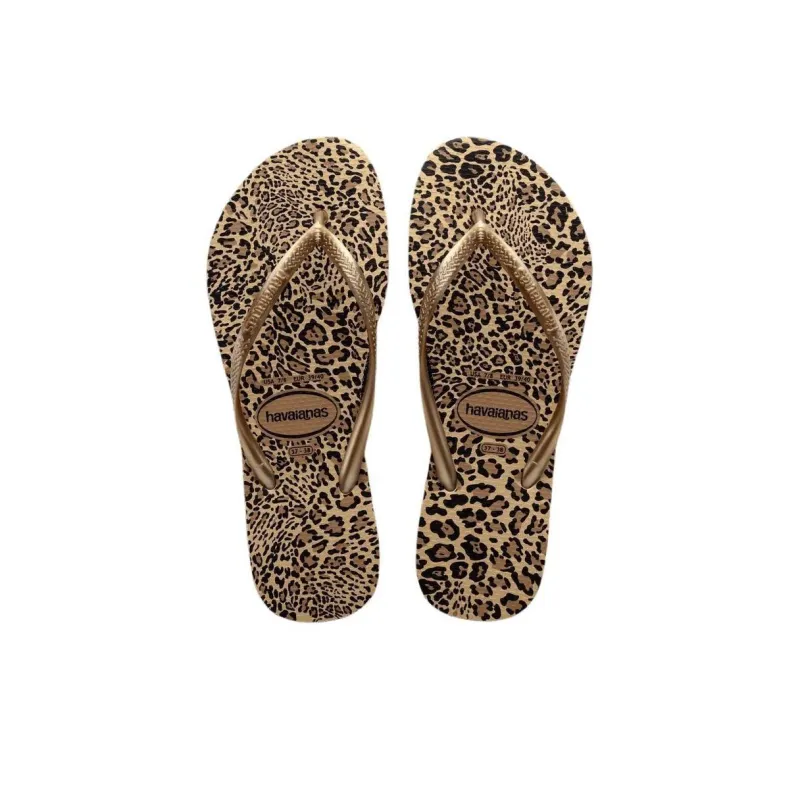 Havaianas Rubber Sole Abrasion-Resistant Flip Flops Women's Leopard Print-4