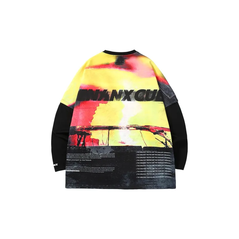 GENANX Sweatshirts Men Black Yellow Print-1