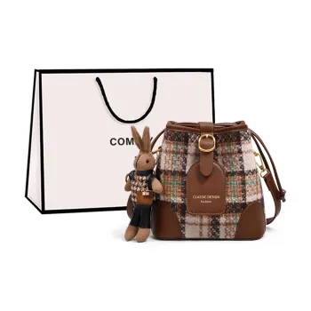 COMELY Fabric Crossbody Bag Bucket Bag Regular Women's Coffee