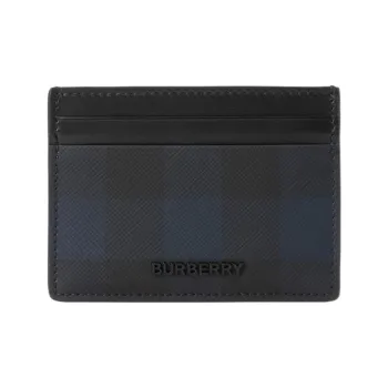 Burberry PU Polyurethane Card Holder Men's Marine Blue