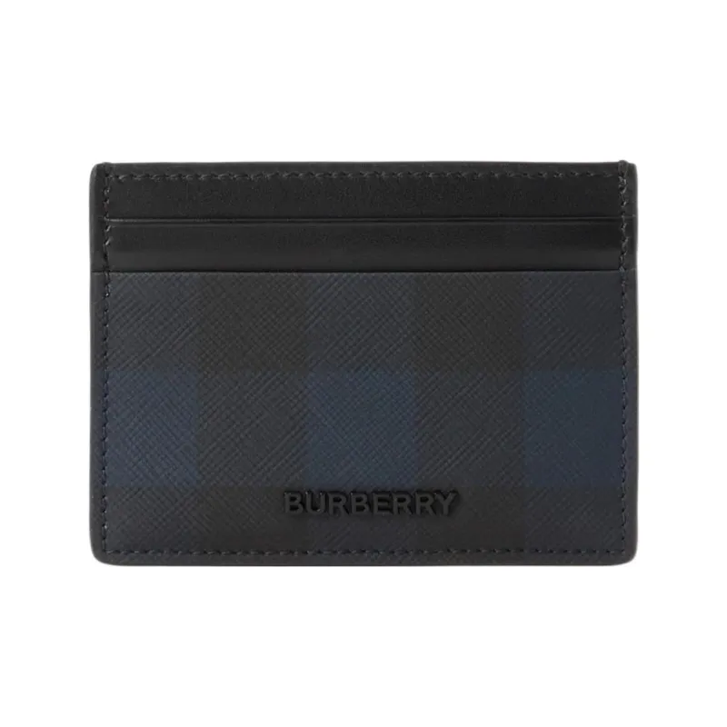 Burberry PU Polyurethane Card Holder Men's Marine Blue-0