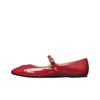 COACH Flat Mary Jane Shoes Women's Red