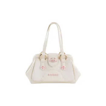 Holding Bamboo PU Crossbody Bag Regular Unisex White