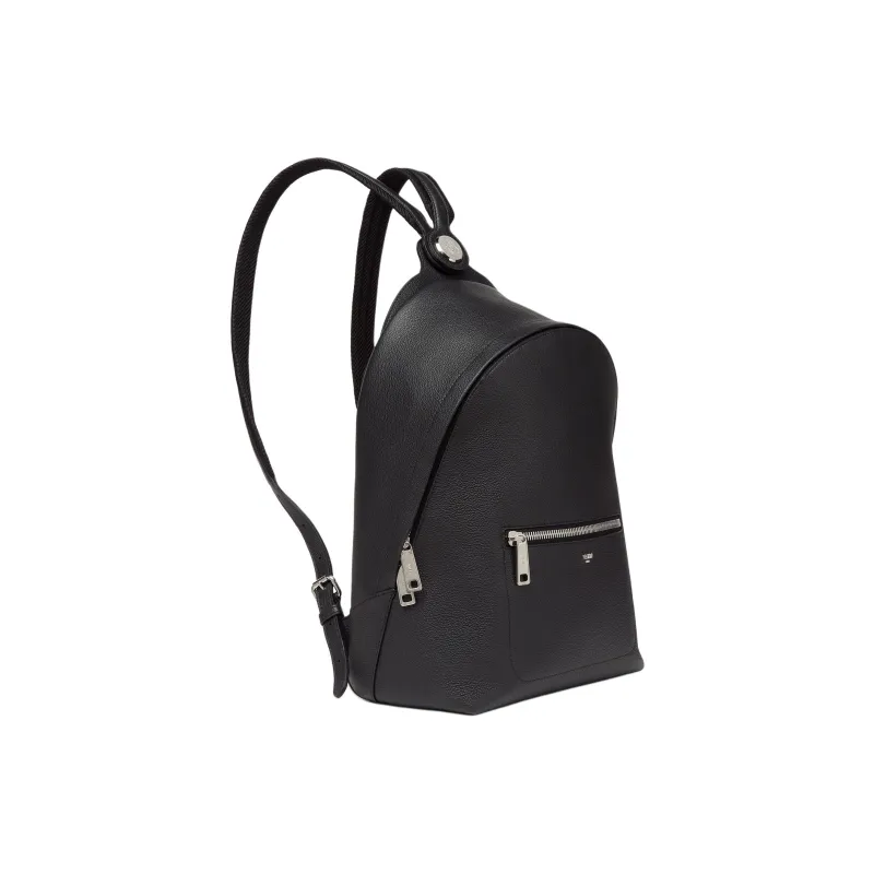 FENDI Calfskin Backpack Medium Size Men's Black-1