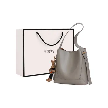 VINEY Cow Leather One Shoulder Crossbody Bucket Bag Shoulder Bag Large Size Women's Multicolor