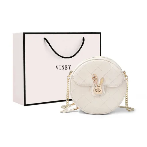 VINEY Cow Leather Crossbody Bag, Shoulder Bag, Small Round Bag Regular Women's Ecru