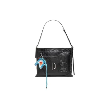 PECO 952DLHOBO Bag Doraemon Collection Cow Leather Shoulder Bag Tote Unisex Black/Brown