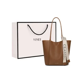 VINEY Cow Leather Tote Bag, Shopping Bag, Handbag, Shoulder Bag Tubas Women's Andorra Coffee