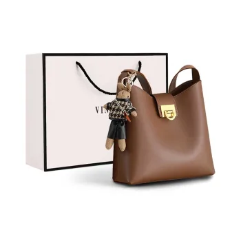 VINEY Cow Leather Bucket Bags Crossbody Bag Shoulder Bag Large Size Women's Caramel