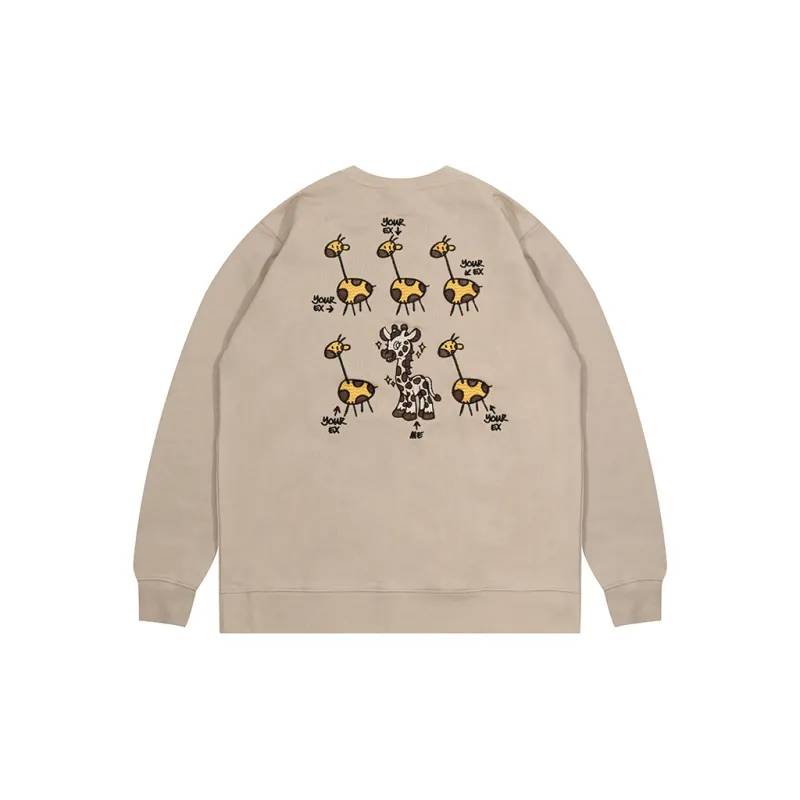 GRAF Sweatshirt Men's Camel Ex-Lover Simple Sketch Crew Neck Sweatshirt-1
