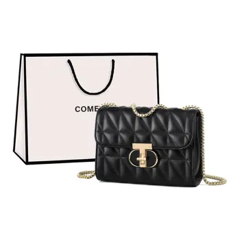 COMELY Cow Leather Patchwork Synthetic Leather Small Square Bag Shoulder Bag Regular Women's Black