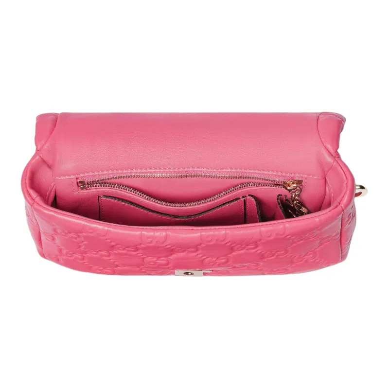 GUCCI Puffy Leather Crossbody One Shoulder Handbag Mini Women's Pink-4