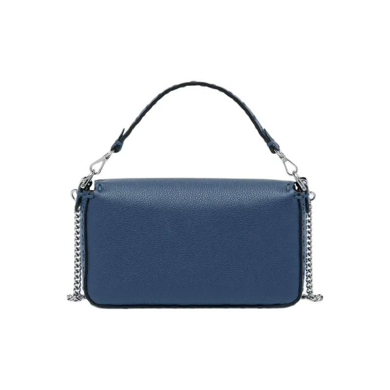 FENDI Baguette Grained Cow Leather Crossbody One Shoulder Handbags Mini Women's Blue-2