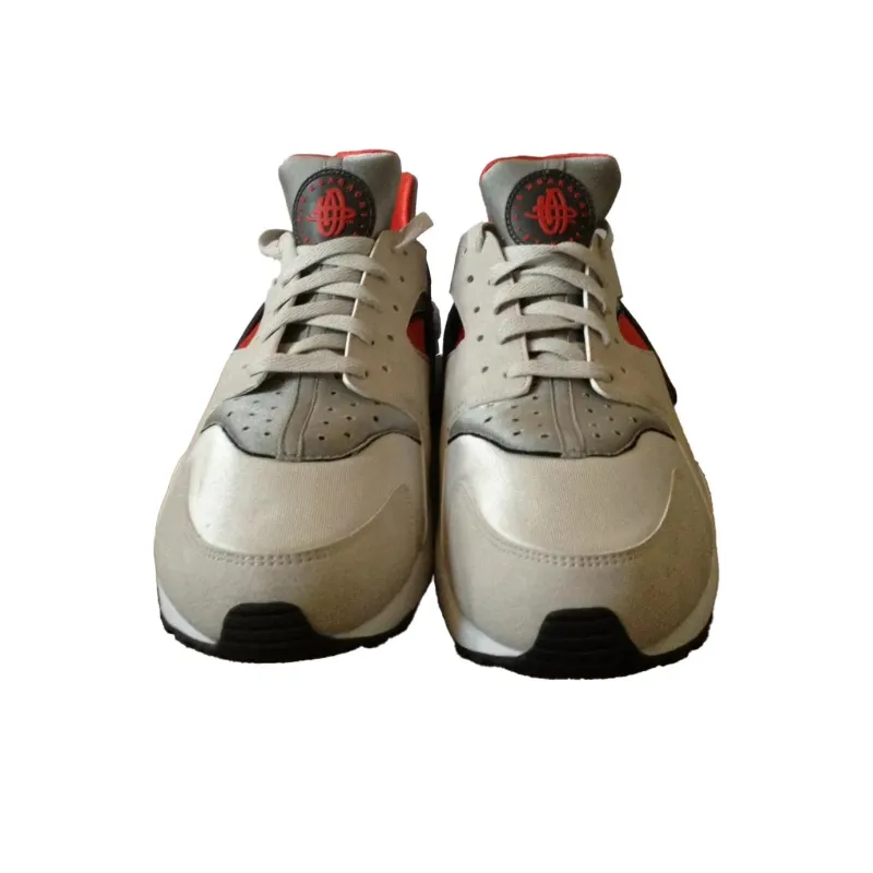 Nike Air Huarache Anti-Slip Wear-Resistant Low-Top Running Shoes Men's Gray Red Silver-3