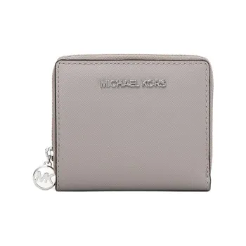 MICHAEL KORS Jet Set Travel Coated Canvas Wallet Medium Size Women's Pearl Gray