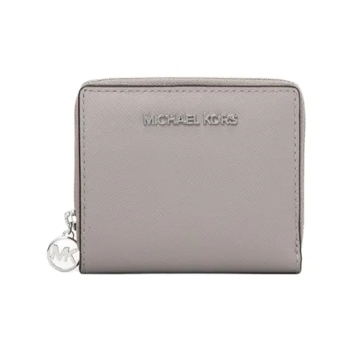 MICHAEL KORS Jet Set Travel Coated Canvas Wallet Medium Size Women's Pearl Gray