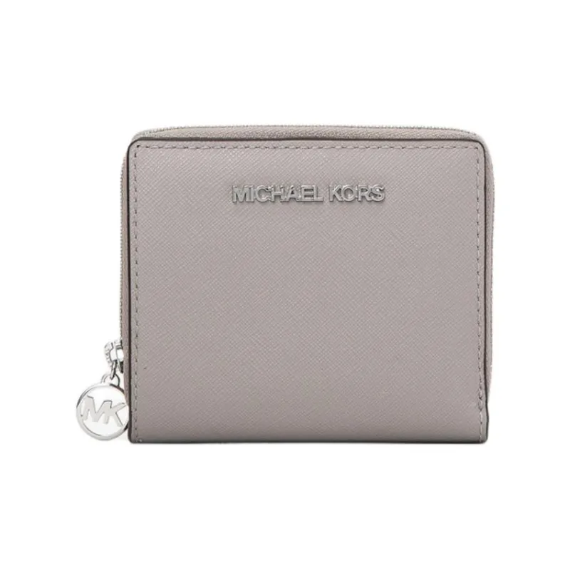 MICHAEL KORS Jet Set Travel Coated Canvas Wallet Medium Size Women's Pearl Gray-0