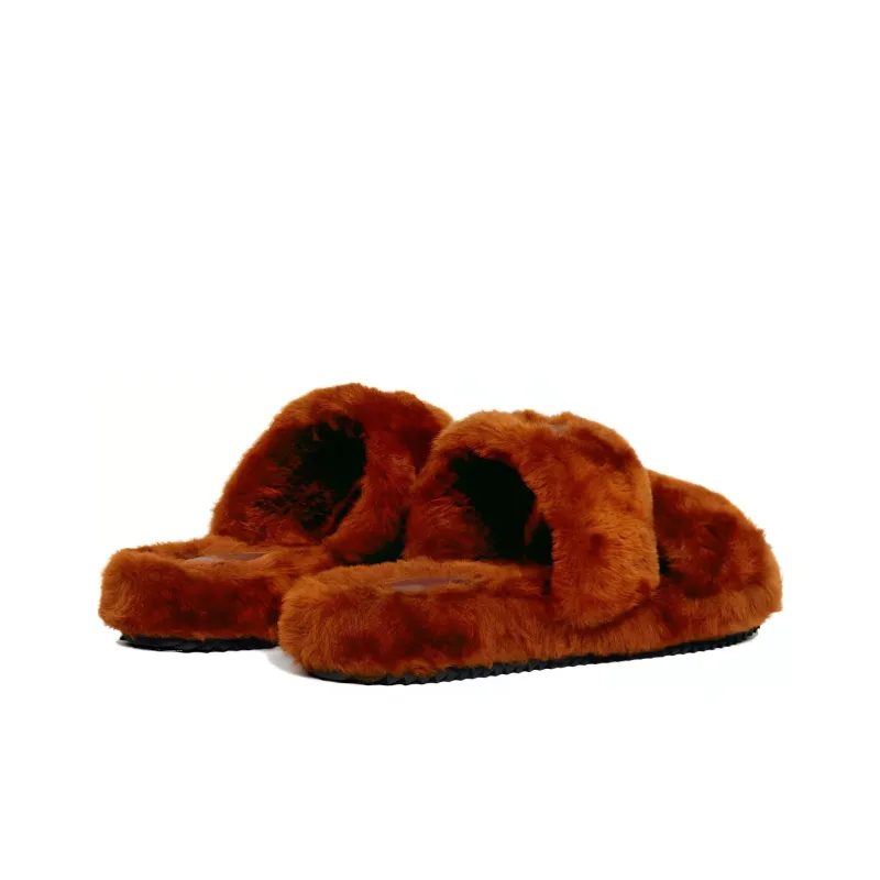 CELINE Triomphe Slide Slippers 0.5cm Women's Rusty Red-3