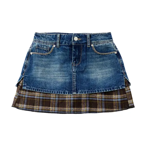 MJ STYLE Denim Short Skirts Women's Blue