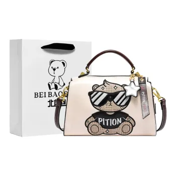 North Pack PU Handbag Regular Women's Ecru/Black/Green