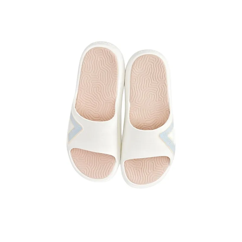 PEAK Tai Ji1.0 Quiet Slip Resistant Abrasion Resistant Slide Slippers Women's White Pink-3