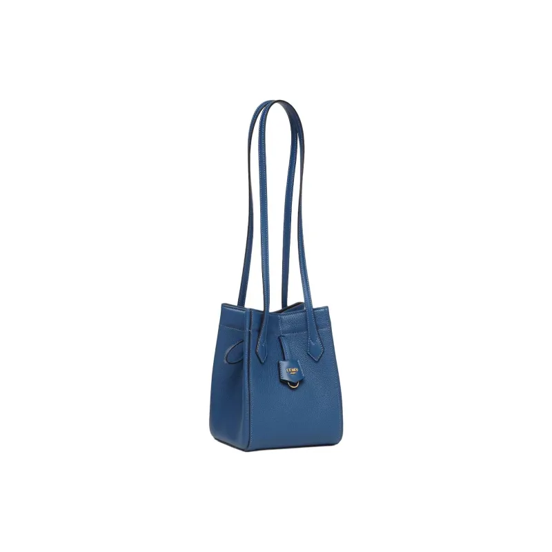 FENDI Calfskin Bucket Bag Handbag Shoulder Bag Mini Women's Blue-1