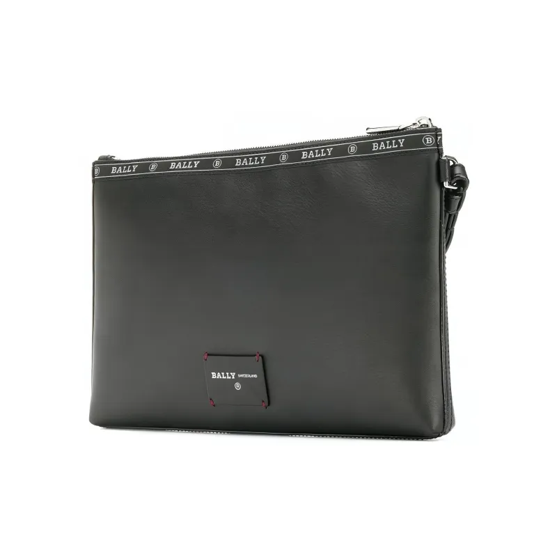 BALLY Cow Leather Handbag Medium Size Men's Black-3