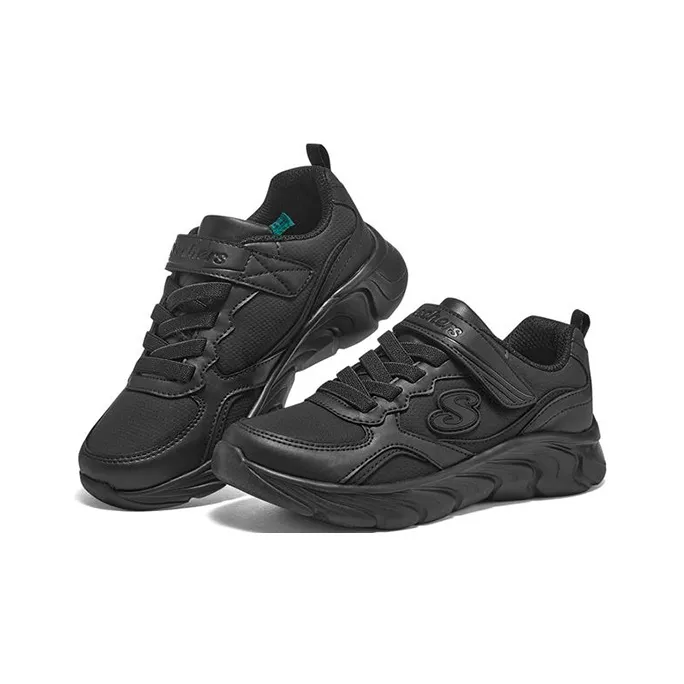 Skechers Dynamic Tread Anti Slip Wear Resistant Kids Lifestyle Shoes Black Teenagers-2