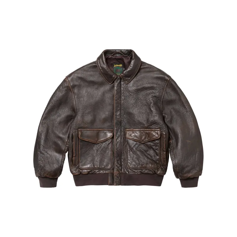 Supreme X Schott Snow White Hand Painted Leather A2 Jacket-1