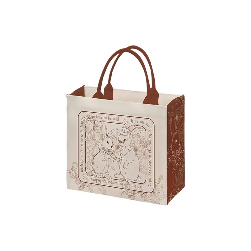 AOSONG Canvas Canvas Bag Handbags Regular Unisex Ecru & Brown-1