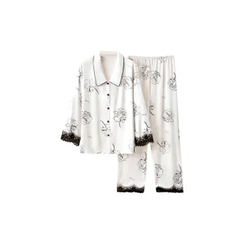 DV Pajama Set Women's White Base Camellia