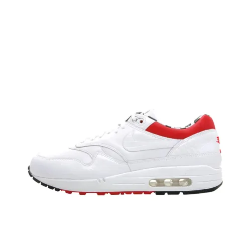 Nike Air Max 1 Casual Shoes Men Low-Top White/White/Team Red/Black