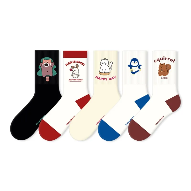 COTTON CHEESE Mid Calf Socks Unisex 5 Pack-8