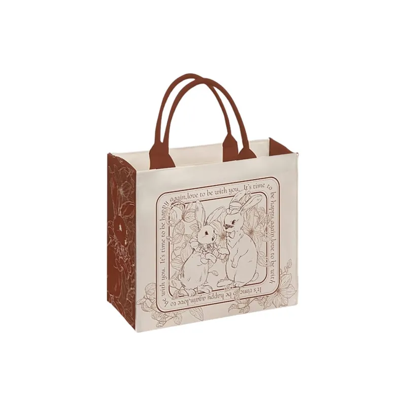AOSONG Canvas Canvas Bag Handbags Regular Unisex Ecru & Brown-4