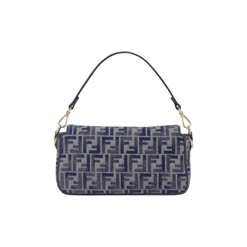 FENDI Baguette Calfskin Crossbody One Shoulder Handbags Women's Blue-2