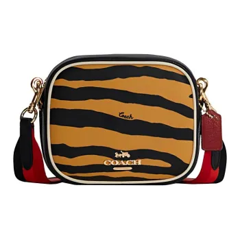 COACH Dempsey Leather Camera Bags Crossbody Bags Small Size Women's Yellow/Black