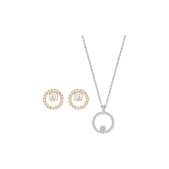 Swarovski Constella Rhodium-Plated Necklace+Stud Earrings Set Women's Multicolor