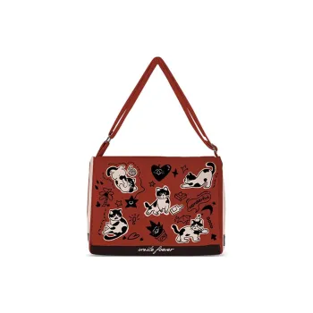 AOSONG Suede Tech Fabric Crossbody Bag Regular Unisex Red