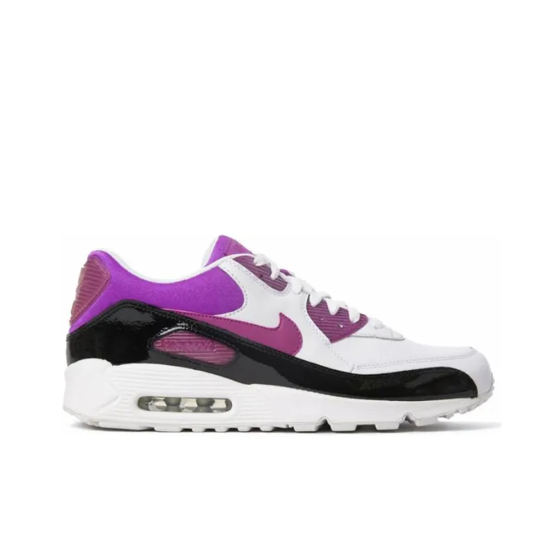 Nike Air Max 90 Anti-Slip Wear-Resistant Mid-Top Casual Running Shoes Unisex White Purple-1