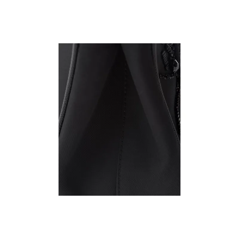 PRADA Embroidered Leather Shoulder Bag Crossbody Bag Handbag Mini Women's Black-5