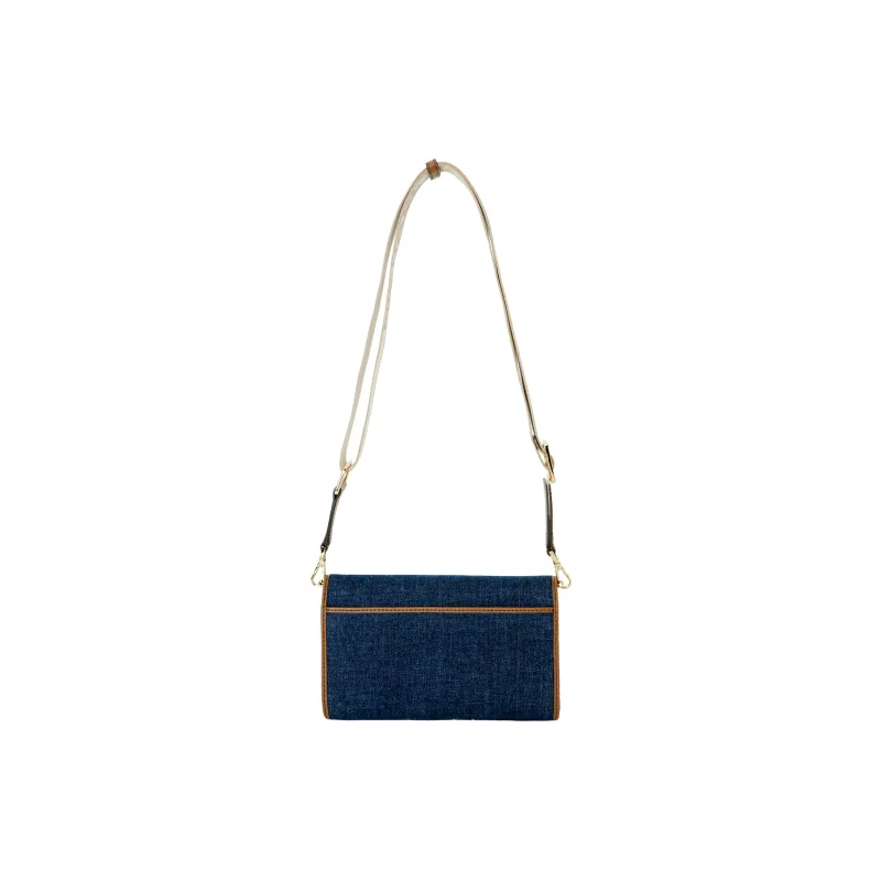 MICHAEL KORS Jet Set Item Fabric MK Crossbody Bag Women's Indigo/Acorn Brown-6