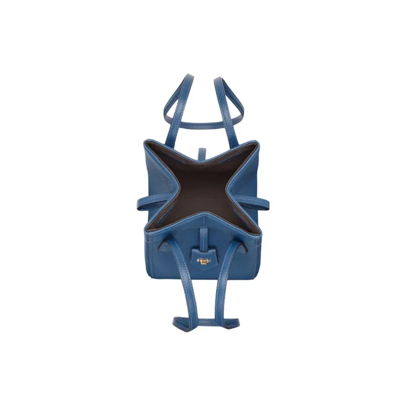 FENDI Calfskin Bucket Bag Handbag Shoulder Bag Mini Women's Blue-2