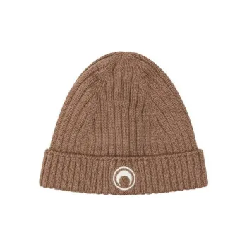 Marine Serre Crescent Moon Embroidered Ribbed Beanie