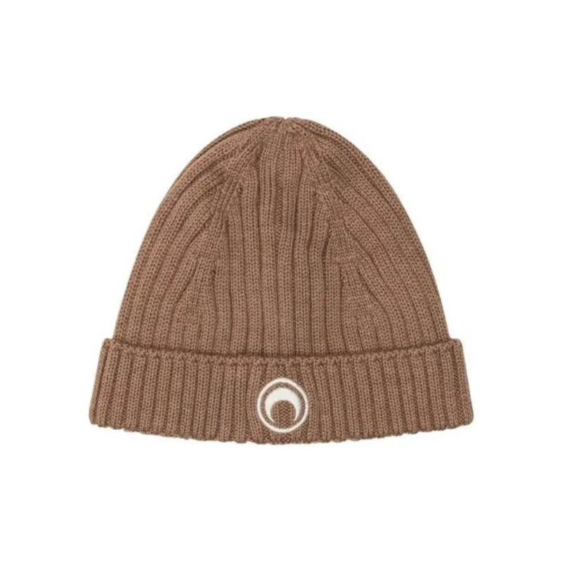 Marine Serre Crescent Moon Embroidered Ribbed Beanie-0