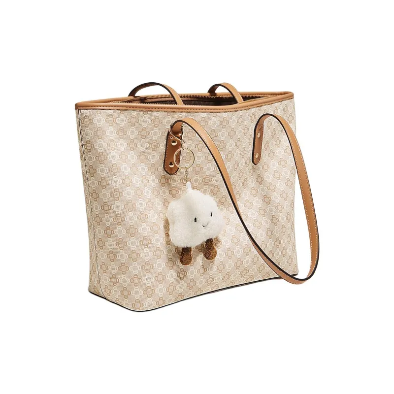 Marino Orlandi Synthetic Leather Handbag, Shoulder Bag Commute Students Cute Pendant Tote Large Size Women's Khaki-6