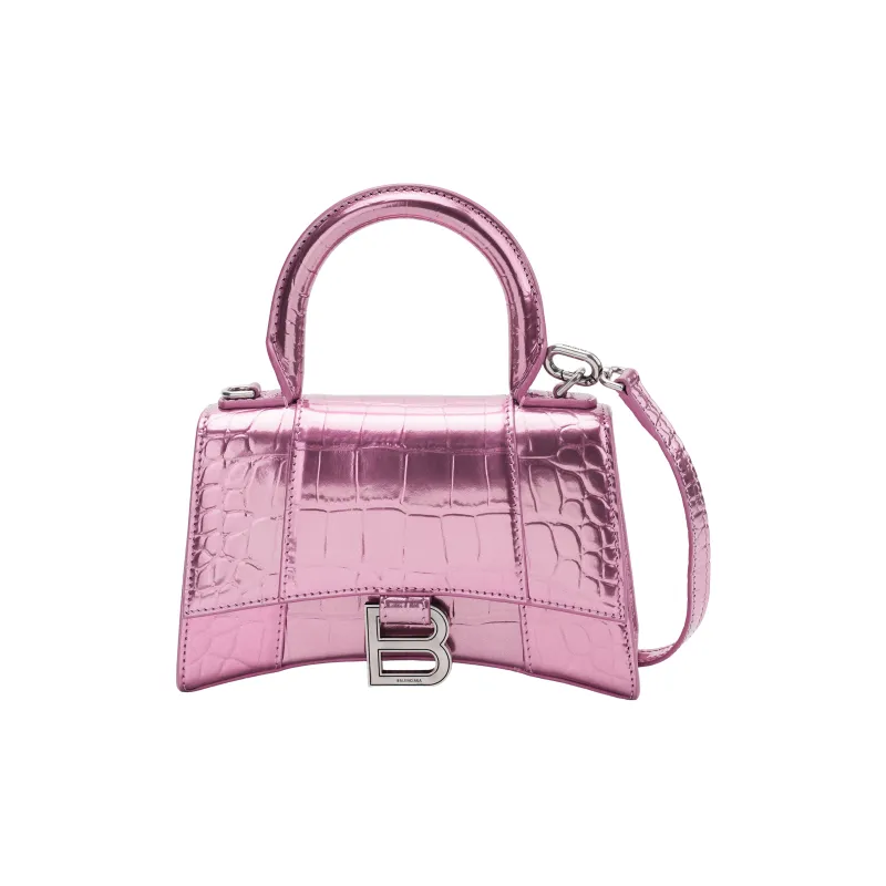 Balenciaga Hourglass Calfskin Hourglass Bag, Shoulder Bag, Crossbody Bag, Handbag Extra Small Women's Pink-1